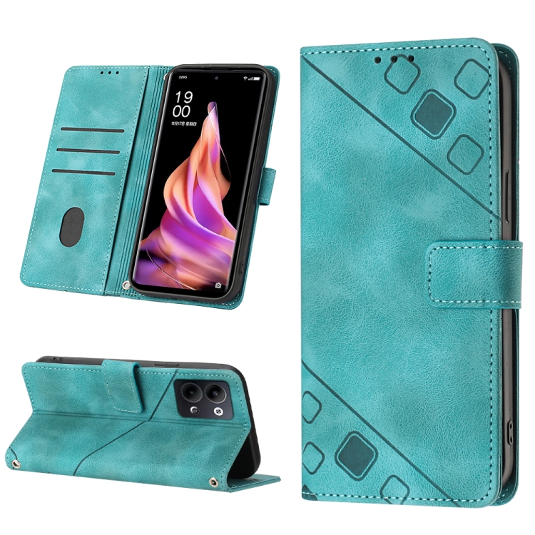 

For OPPO Reno9 5G／Reno9 Pro 5G Skin-feel Embossed Leather Phone Case(Green)