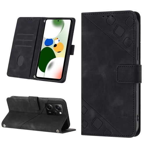 

For Xiaomi Poco X5 Pro 5G / Redmi Note 12 Pro Speed Skin-feel Embossed Leather Phone Case(Black)