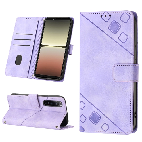 

For Sony XPreia 5 IV Skin-feel Embossed Leather Phone Case(Light Purple)