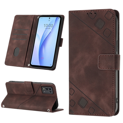 

For ZTE Libero 5G III Skin-feel Embossed Leather Phone Case(Brown)