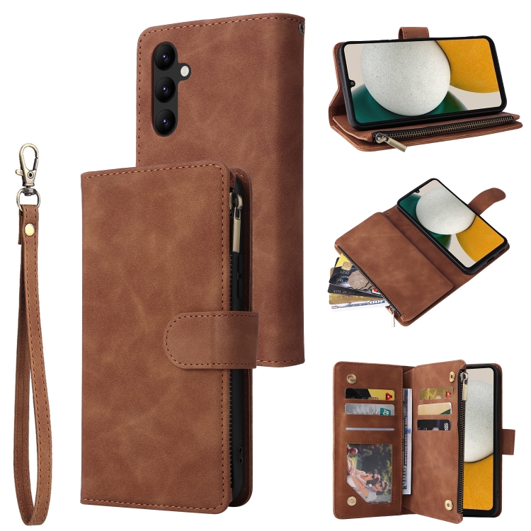 

For Samsung Galaxy A34 5G Multifunctional Multi-Card Wallet Phone Leather Case(Brown)
