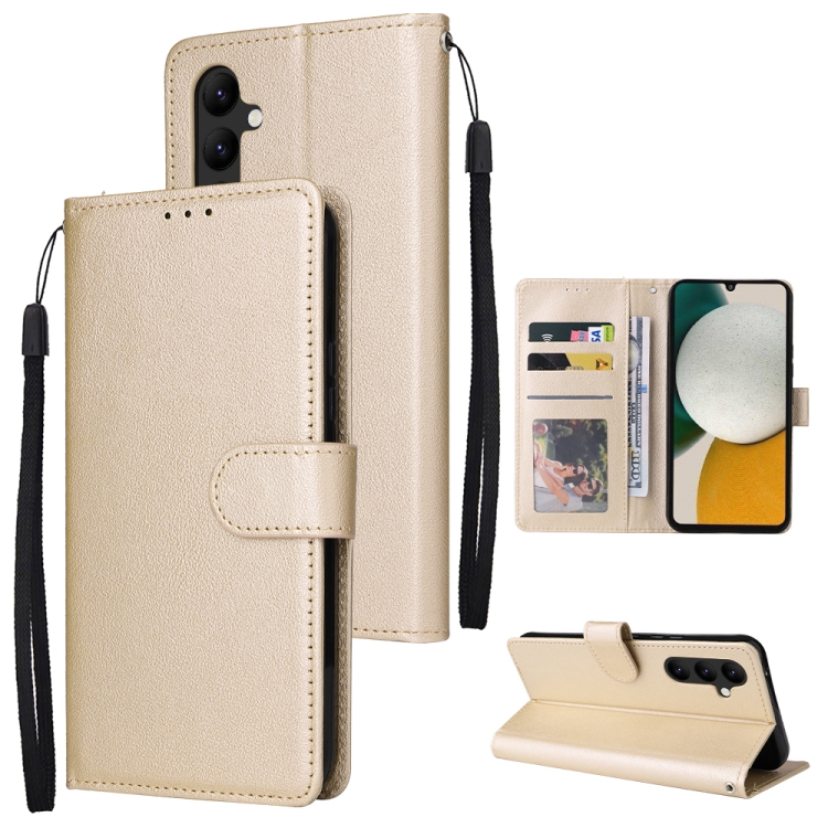 

For Samsung Galaxy A34 3 Card Slots Multifunctional Leather Phone Case(Gold)