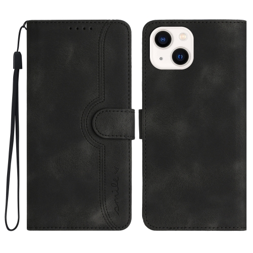 

For iPhone 14 Heart Pattern Skin Feel Leather Phone Case(Black)