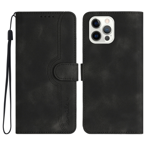 

For iPhone 14 Pro Max Heart Pattern Skin Feel Leather Phone Case(Black)