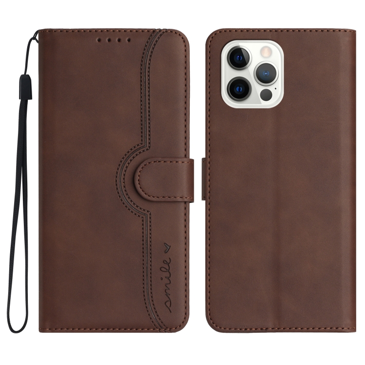 

For iPhone 13 Pro Heart Pattern Skin Feel Leather Phone Case(Brown)