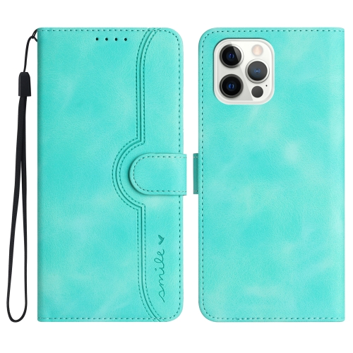 

For iPhone 13 Pro Max Heart Pattern Skin Feel Leather Phone Case(Light Blue)