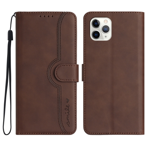 

For iPhone 11 Pro Heart Pattern Skin Feel Leather Phone Case(Brown)
