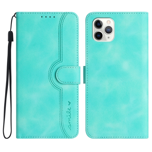 

For iPhone 11 Pro Max Heart Pattern Skin Feel Leather Phone Case(Light Blue)