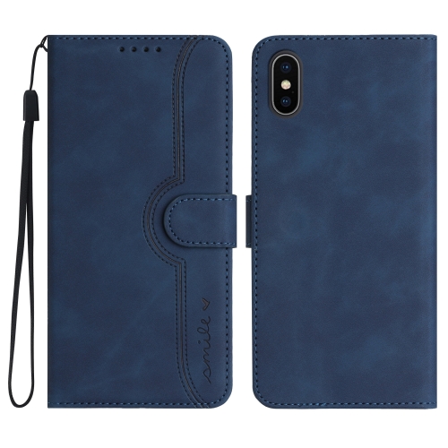 

For iPhone XS Max Heart Pattern Skin Feel Leather Phone Case(Royal Blue)