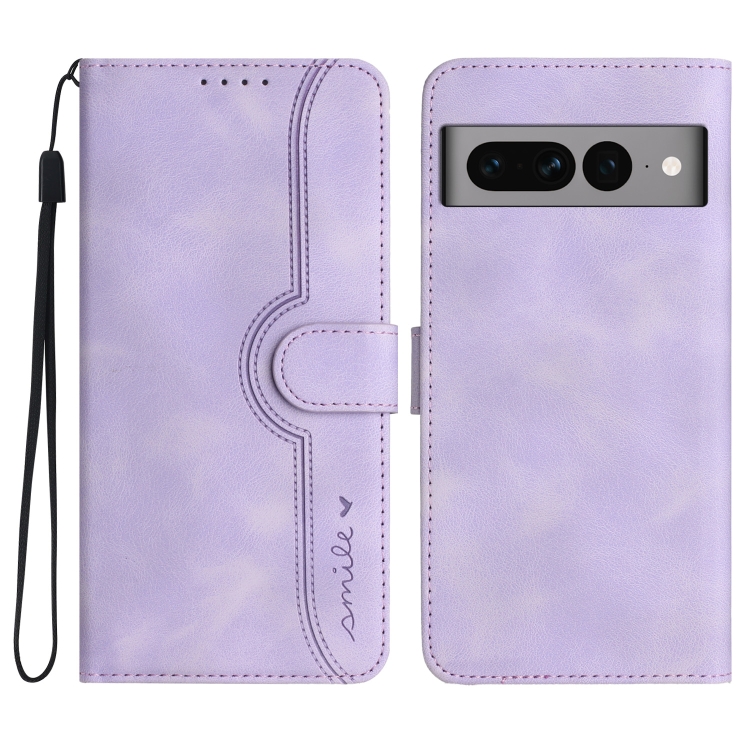 

For Google Pixel 7 Pro 5G Heart Pattern Skin Feel Leather Phone Case(Purple)