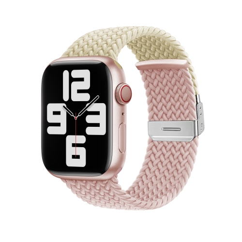 

Nylon Braided Stitching Buckle Watch Band For Apple Watch Series 9&8&7 41mm / SE 3&SE 2&6&SE&5&4 40mm / 3&2&1 38mm(Starlight Sand Pink)