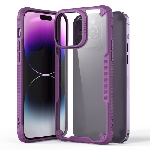 

For iPhone 14 Pro Max Four-corner Glossy Shockproof Phone Case(Purple)