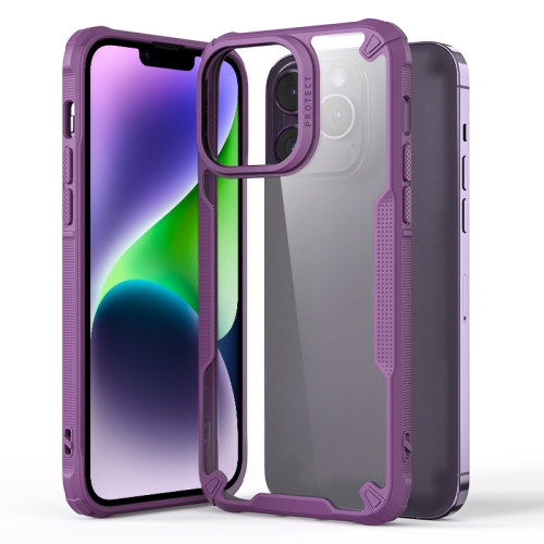 

For iPhone 14 Plus Four-corner Glossy Shockproof Phone Case(Purple)