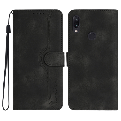 

For Xiaomi Redmi Note 7 Heart Pattern Skin Feel Leather Phone Case(Black)