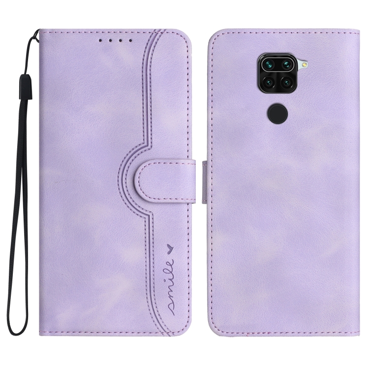 

For Xiaomi Redmi Note 9 4G Global/10X 4G Heart Pattern Skin Feel Leather Phone Case(Purple)