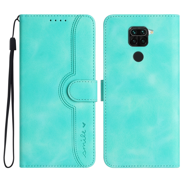 

For Xiaomi Redmi Note 9 4G Global/10X 4G Heart Pattern Skin Feel Leather Phone Case(Light Blue)
