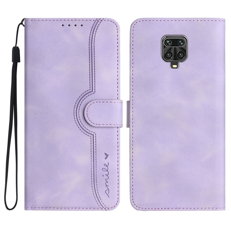 

For Xiaomi Redmi Note 9 Pro Heart Pattern Skin Feel Leather Phone Case(Purple)