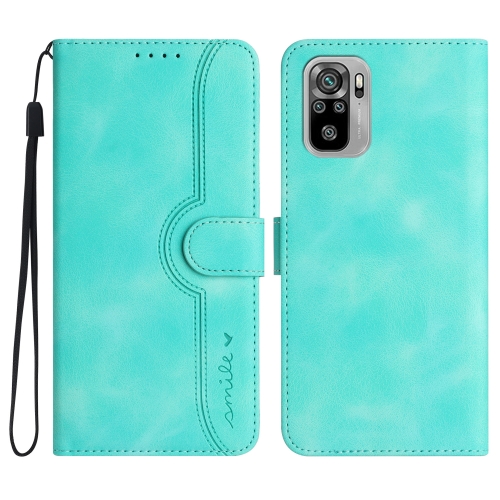 

Heart Pattern Skin Feel Leather Phone Case For Xiaomi Redmi Note 10 4G Global/Note 10S Global/Note 11SE 4G India/Poco M5s 4G Global (Light Blue)