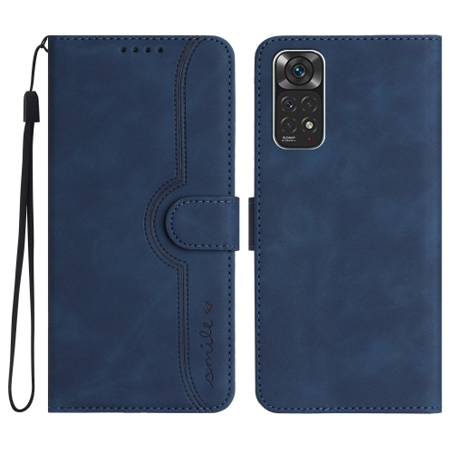 

For Xiaomi Redmi Note 11 4G Global/Note 11S Heart Pattern Skin Feel Leather Phone Case(Royal Blue)