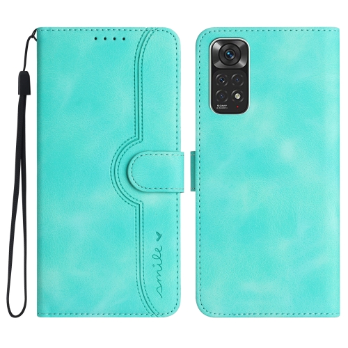 

For Xiaomi Redmi Note 11 4G Global/Note 11S Heart Pattern Skin Feel Leather Phone Case(Light Blue)