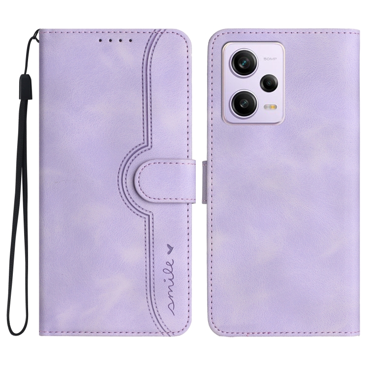 

For Xiaomi Redmi Note 12 Pro+ 5G Heart Pattern Skin Feel Leather Phone Case(Purple)
