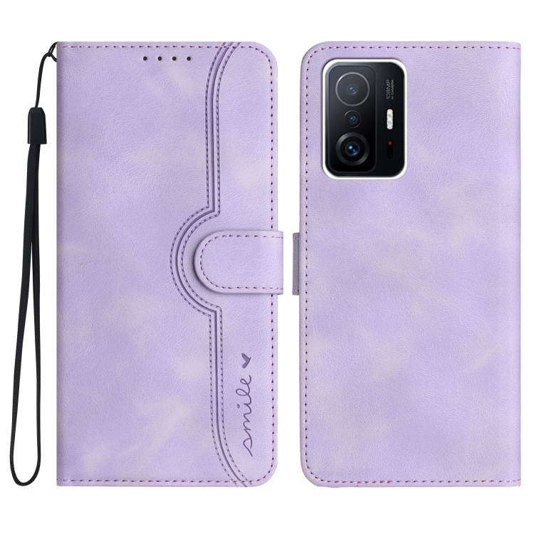 

For Xiaomi 11T/11T Pro Heart Pattern Skin Feel Leather Phone Case(Purple)