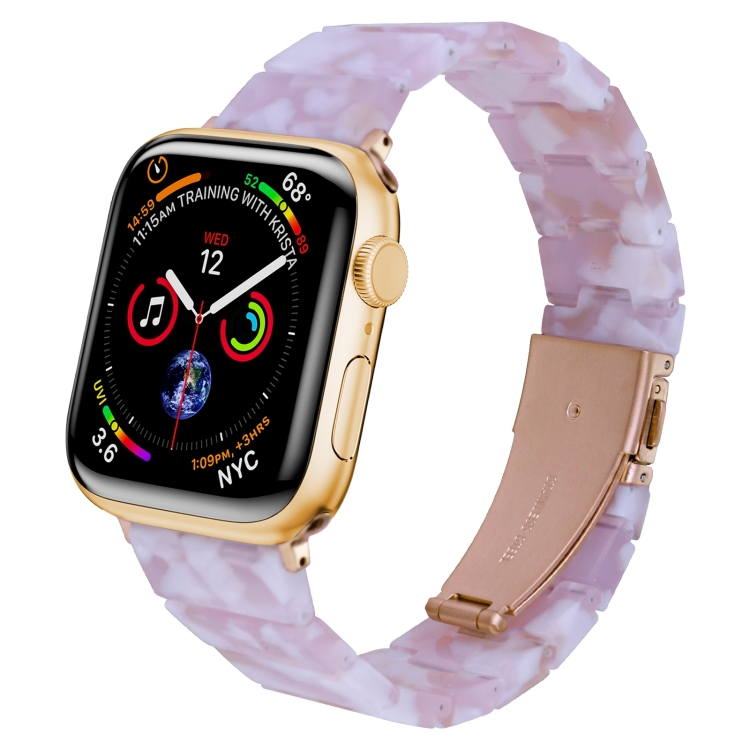 

One-bead Resin Watch Band For Apple Watch Series 8&7 41mm / SE 2&6&SE&5&4 40mm / 3&2&1 38mm(Pink)
