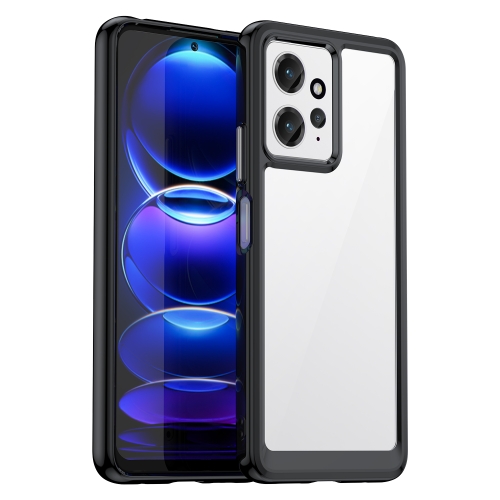 For Xiaomi Redmi Note 12 4G Global Colorful Series Acrylic + TPU Phone Case(Black) m19 25 200 longen teeth length 25 stainless steel long acrylic advertisement fixing screws glass standoff pin nails barrel 132