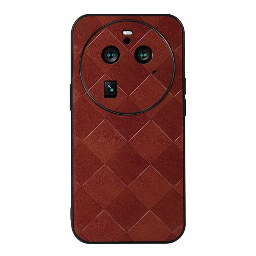 

For OPPO Find X6 Pro Weave Plaid PU Phone Case(Brown)