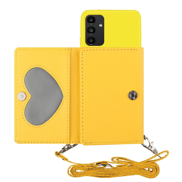 

For Samsung Galaxy A14 5G Crossbody Lanyard Wallet Card Bag Phone Case(Yellow)