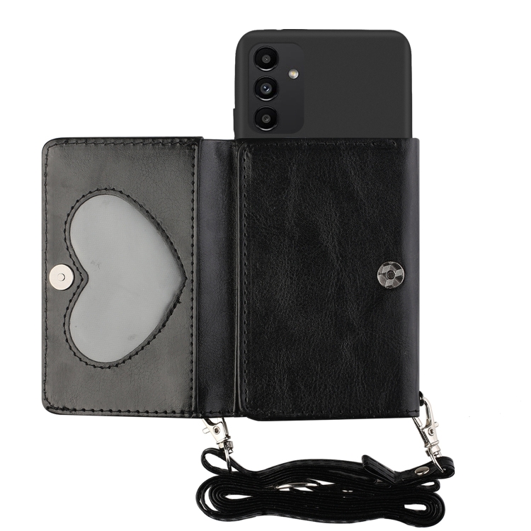 

For Samsung Galaxy A34 5G Crossbody Lanyard Wallet Card Bag Phone Case(Black)