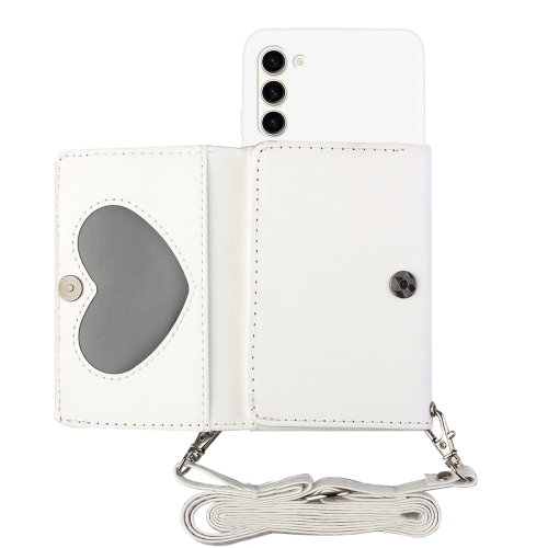 

For Samsung Galaxy S23 5G Crossbody Lanyard Wallet Card Bag Phone Case(White)