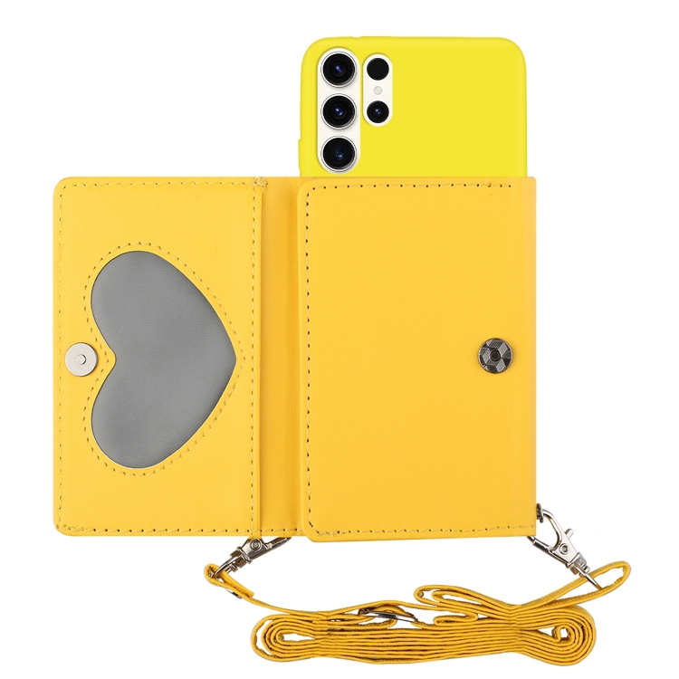

For Samsung Galaxy S23 Ultra 5G Crossbody Lanyard Wallet Card Bag Phone Case(Yellow)