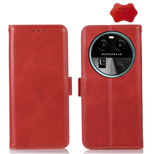 

For OPPO Find X6 Crazy Horse Top Layer Cowhide Leather Phone Case(Red)
