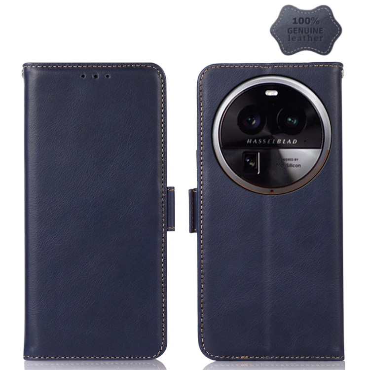 

For OPPO Find X6 Pro Crazy Horse Top Layer Cowhide Leather Phone Case(Blue)