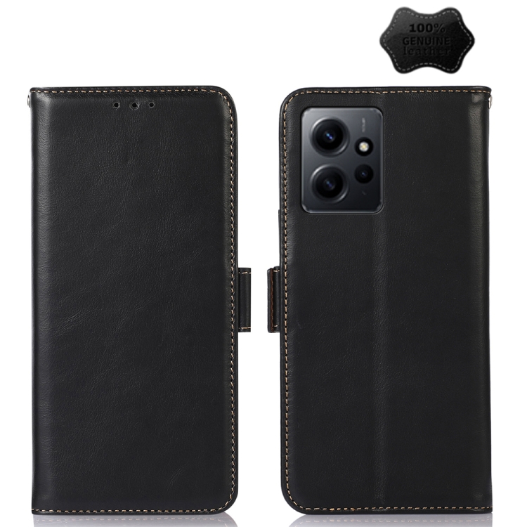 

For Xiaomi Redmi Note 12 4G Global Crazy Horse Top Layer Cowhide Leather Phone Case(Black)