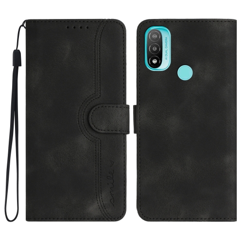 

For Motorola Moto E20/E30/E40 Heart Pattern Skin Feel Leather Phone Case(Black)