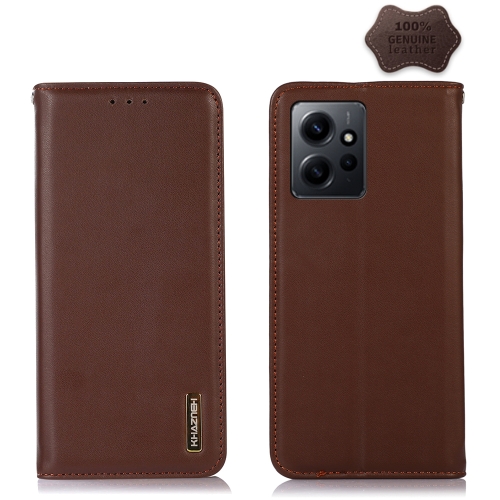 

For Xiaomi Redmi Note 12 4G Global KHAZNEH Nappa Top Layer Cowhide Leather Phone Case(Brown)