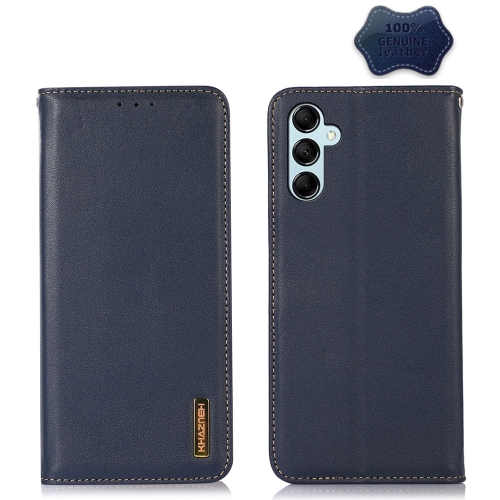 

For Samsung Galaxy M14 5G KHAZNEH Nappa Top Layer Cowhide Leather Phone Case(Blue)