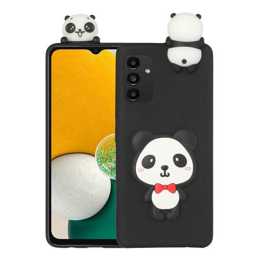 

For Samsung Galaxy A14 5G 3D Lying Cartoon TPU Shockproof Phone Case(Panda with Red Bow)