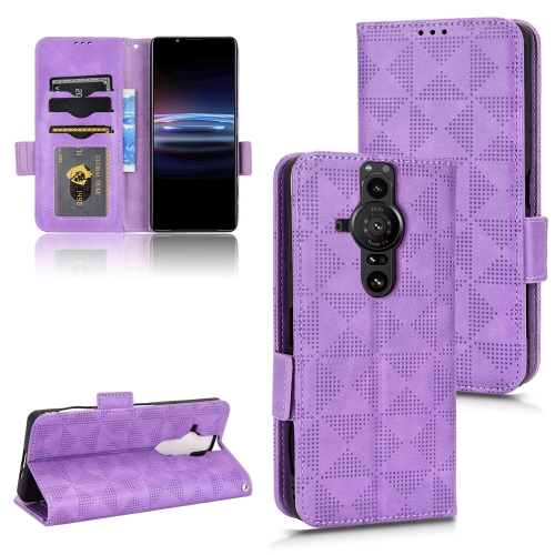 

For Sony Xperia Pro-I Symmetrical Triangle Leather Phone Case(Purple)