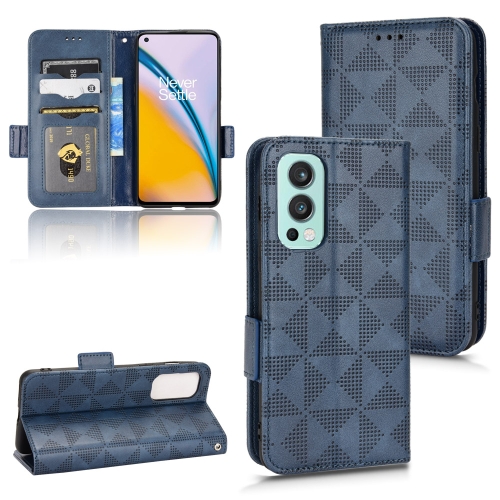 

For OnePlus Nord 2 5G Symmetrical Triangle Leather Phone Case(Blue)