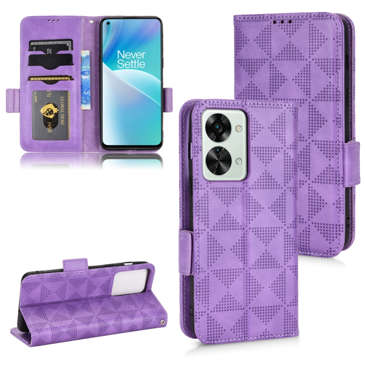 

For OnePlus Nord 2T 5G Symmetrical Triangle Leather Phone Case(Purple)