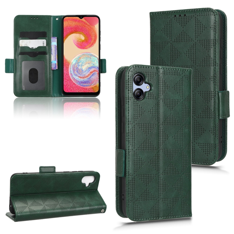 

For Samsung Galaxy A04e Symmetrical Triangle Leather Phone Case(Green)