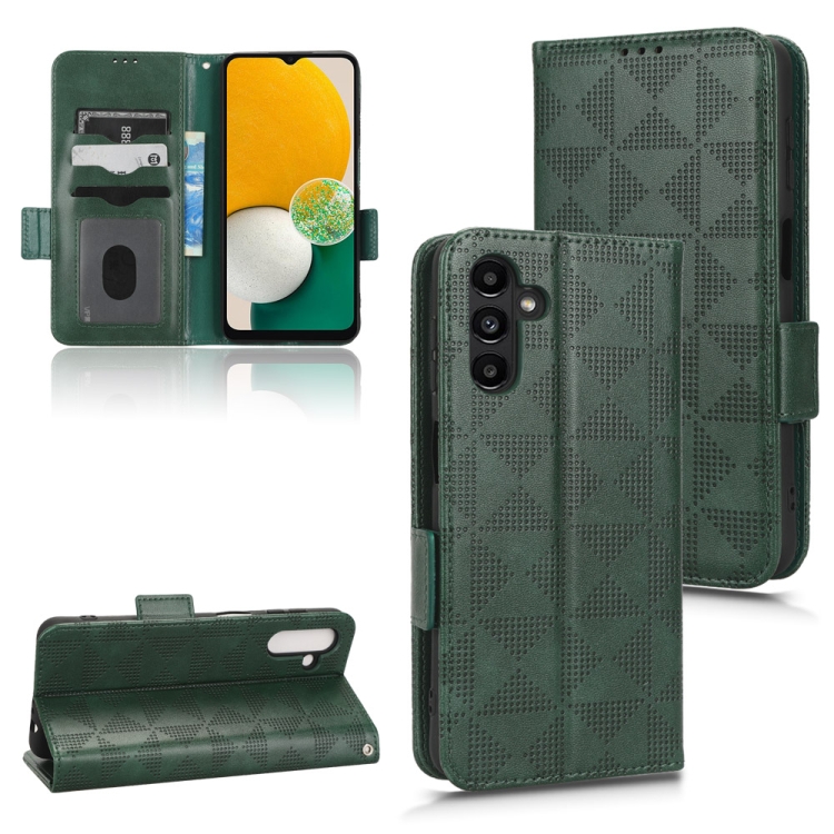 

For Samsung Galaxy A13 5G Symmetrical Triangle Leather Phone Case(Green)