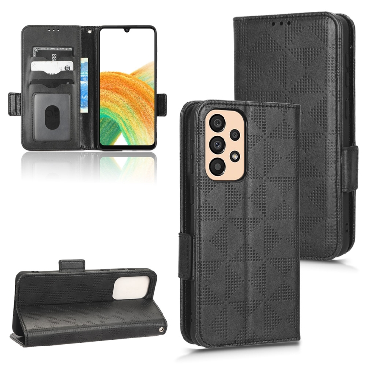 

For Samsung Galaxy A23 4G Symmetrical Triangle Leather Phone Case(Black)