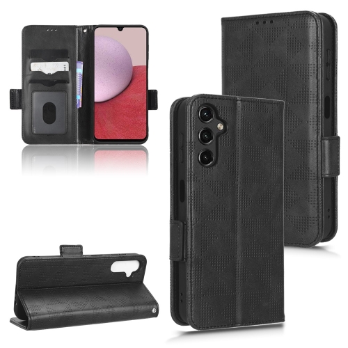 

For Samsung Galaxy A24 4G Symmetrical Triangle Leather Phone Case(Black)