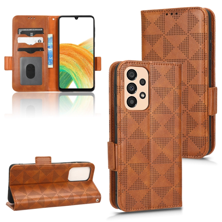 

For Samsung Galaxy A33 5G Symmetrical Triangle Leather Phone Case(Brown)