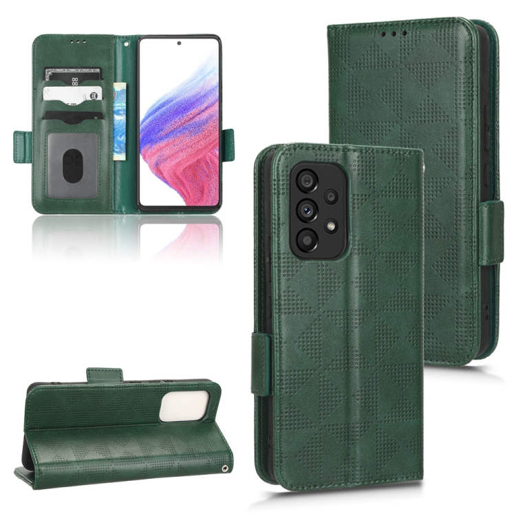 

For Samsung Galaxy A53 5G Symmetrical Triangle Leather Phone Case(Green)