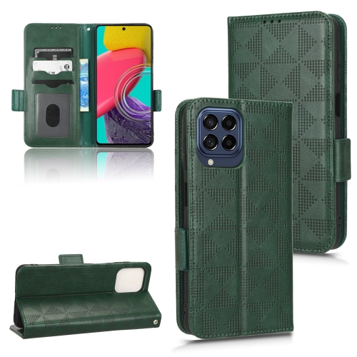 

For Samsung Galaxy M53 5G Symmetrical Triangle Leather Phone Case(Green)